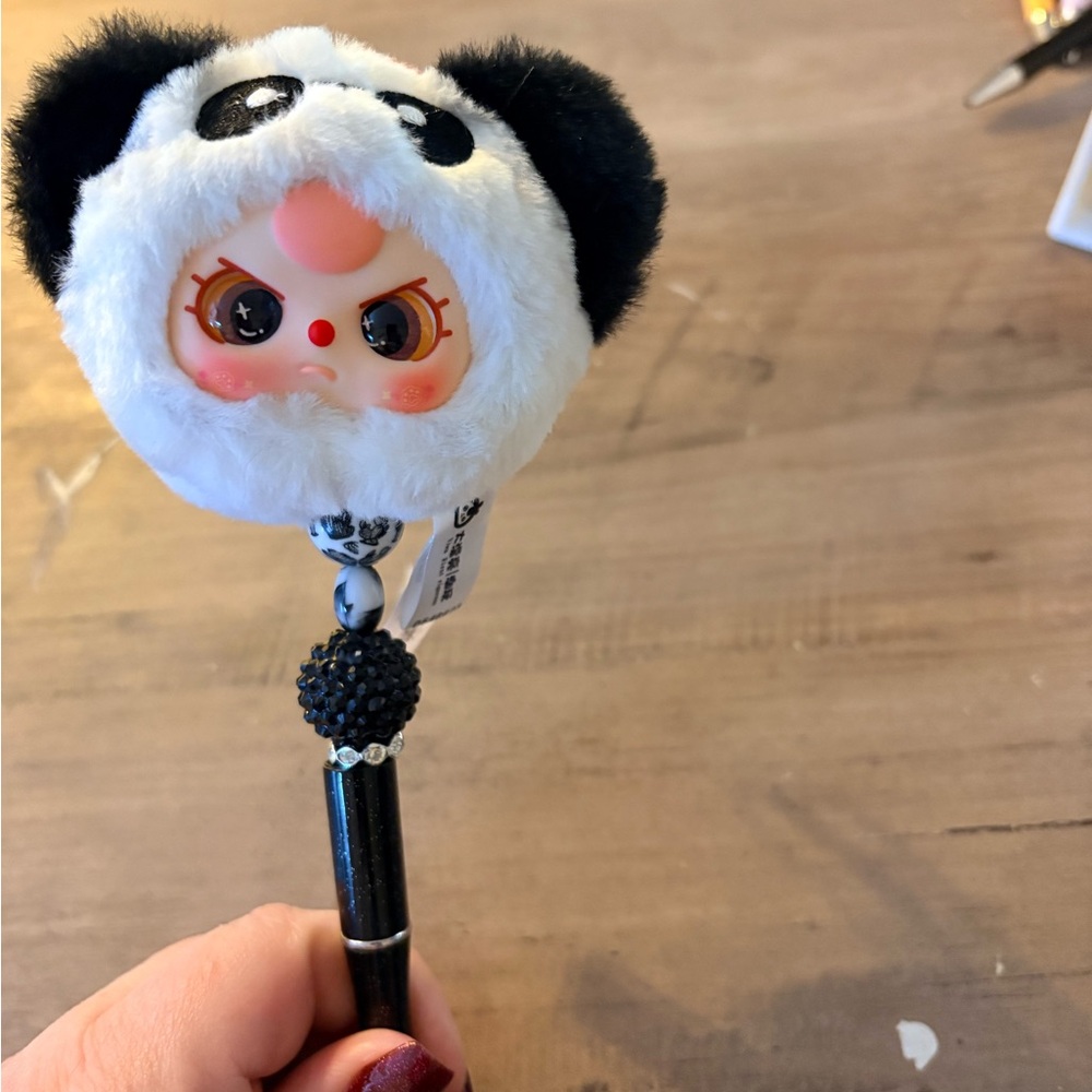 Baby Three Panda Plush Pen | Handmade Beaded Pen | Cute & One of a Kind